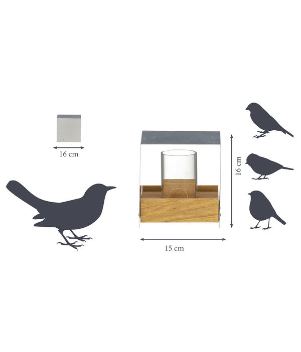 LUXUS-VOGELHAUS Futterhaus Bauhaus II, Braun/silber, Ca. B15/H16/T15 Cm