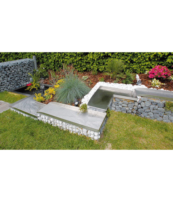 Ubbink Edelstahl-Bachlauf Wolga Ecke Links, Ca. B48/H4/T48 Cm