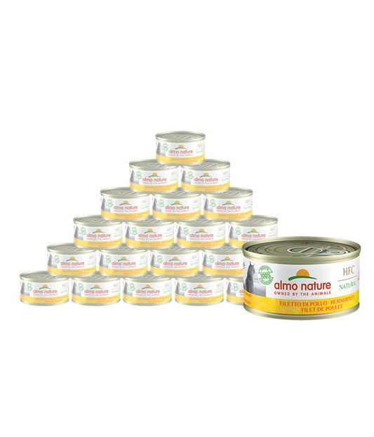  Almo Nature Nassfutter Für Katzen HFC Natural, Hühnerfilet, 24 X 70 G
