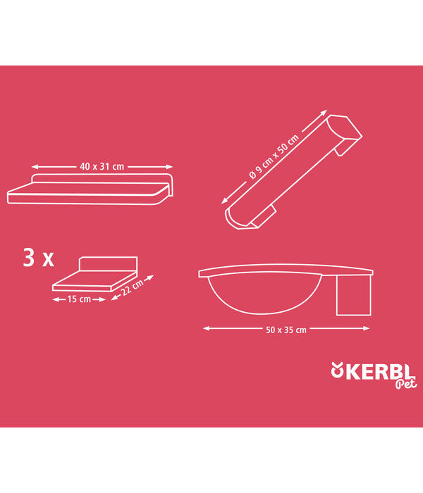 KERBL Pet Kletterwand Rocky, 6-teilig