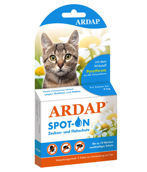  ARDAP® Zecken- Und Flohschutz Spot-On Für Katzen Bis 4 Kg, 3 X 0,4 Ml