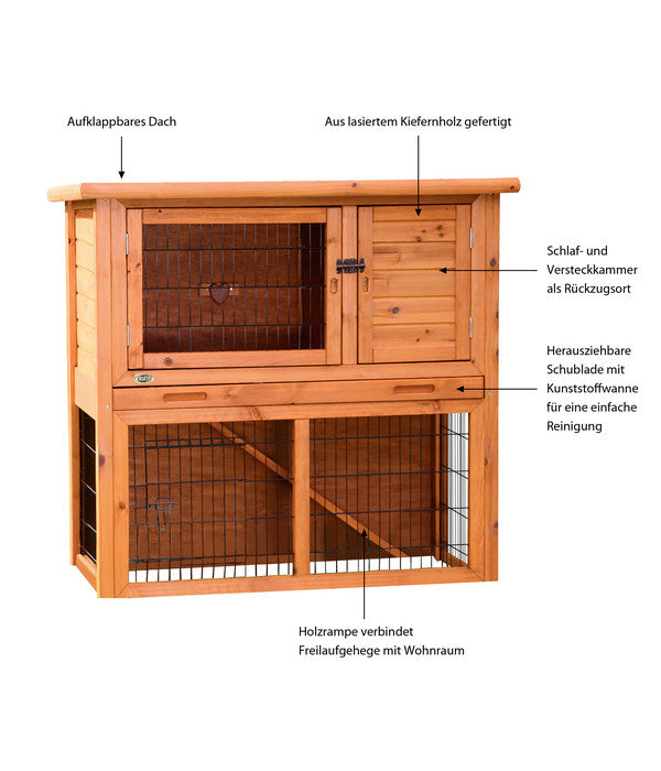  Trixie Natura Kleintierstall Mit Freilaufgehege, Braun, Ca. B104/H97/T52 Cm