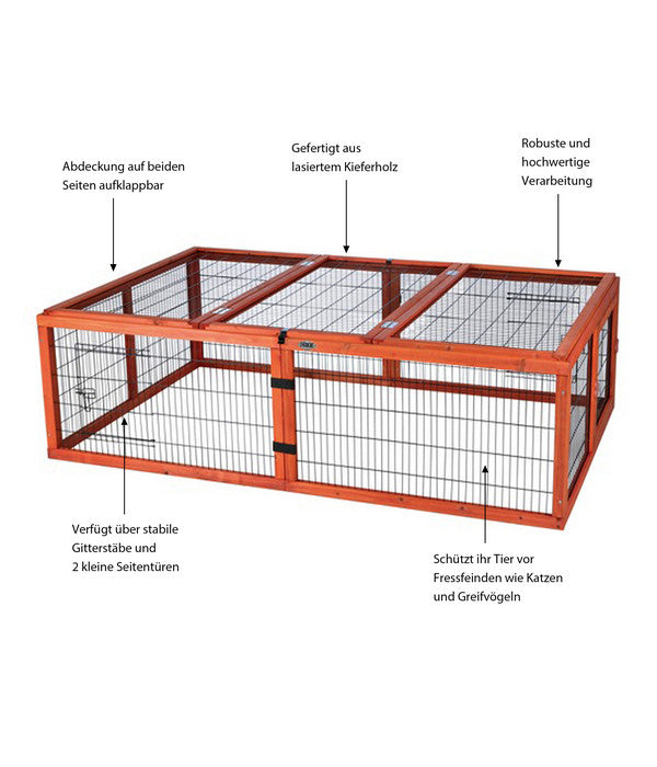  Trixie Natura Freilaufgehege Mit Abdeckung, Ca. B174/H48/T109 Cm