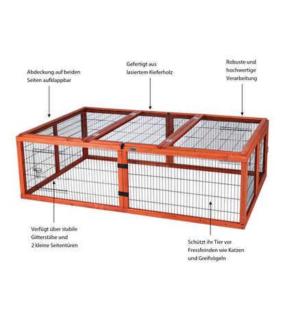  Trixie Natura Freilaufgehege Mit Abdeckung, Ca. B174/H48/T109 Cm