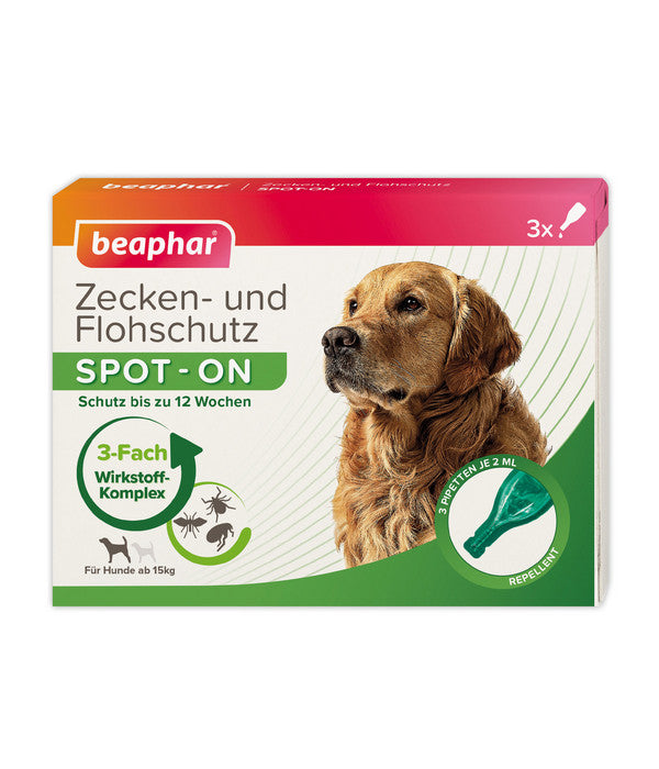  Beaphar Zecken- & Flohschutz SPOT-ON Für Hunde, 3x2 Ml