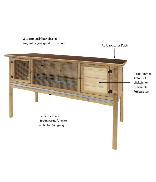  Elmato® Kaninchenstall Bavaria King 160, Ca. B157/H100/T70 Cm