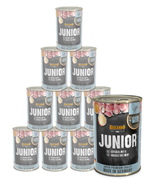  BELCANDO® Nassfutter Für Hunde Junior, Geflügel & Ei, 12 X 400 G