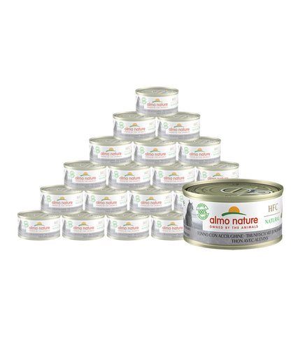  Almo Nature Nassfutter Für Katzen HFC Natural, Thunfisch & Jungsardinen, 24 X 70 G