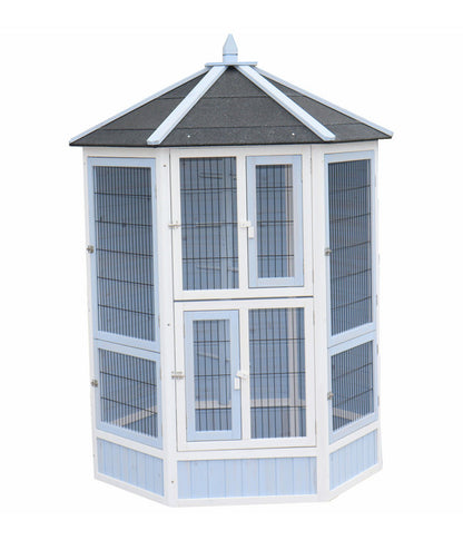  Dehner Vogelvoliere Santorini, Weiß/blau, Ca. Ø132/H180 Cm