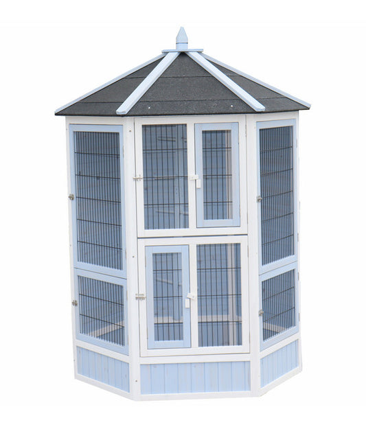  Dehner Vogelvoliere Santorini, Weiß/blau, Ca. Ø132/H180 Cm
