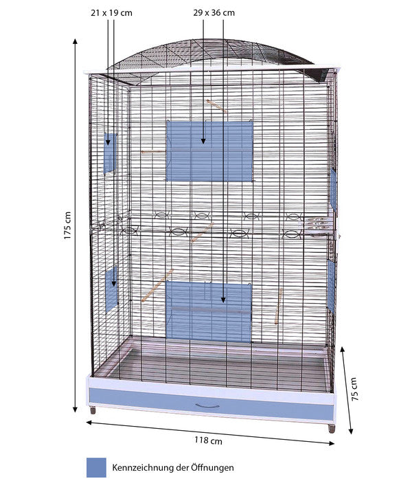  Skyline Vogelkäfig Loretto XXL, Ca. B118/H175/T75 Cm