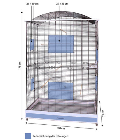  Skyline Vogelkäfig Loretto XXL, Ca. B118/H175/T75 Cm