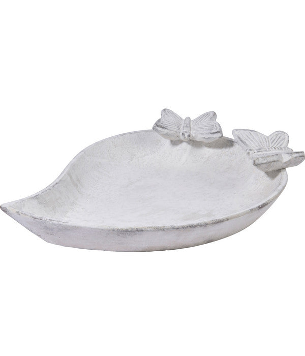  Dobar® Wildlife Vogeltränke Foglia, Keramik, Weiß, Ca. B37/H4,5/T28 Cm
