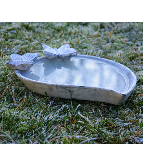  Dobar® Wildlife Vogeltränke Foglia, Keramik, Weiß, Ca. B37/H4,5/T28 Cm
