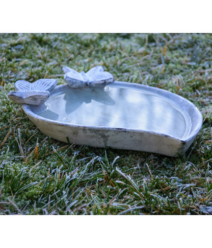 Dobar® Wildlife Vogeltränke Foglia, Keramik, Weiß, Ca. B37/H4,5/T28 Cm