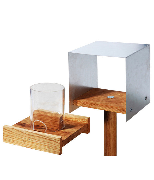  LUXUS-VOGELHAUS Futterhaus Bauhaus II, Braun/silber, Ca. B15/H16/T15 Cm
