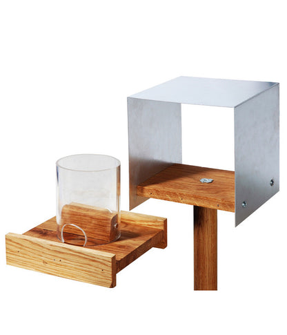  LUXUS-VOGELHAUS Futterhaus Bauhaus II, Braun/silber, Ca. B15/H16/T15 Cm