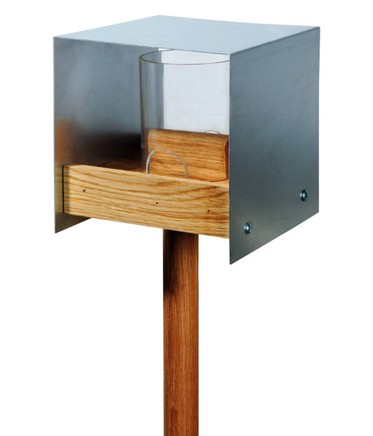  LUXUS-VOGELHAUS Futterhaus Bauhaus II, Braun/silber, Ca. B15/H16/T15 Cm