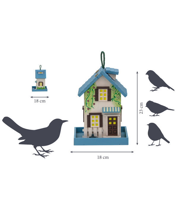  Dobar® Wildlife Vogelhaus Café, Kiefer, Orange/blau, Ca. B18/H23/T18 Cm