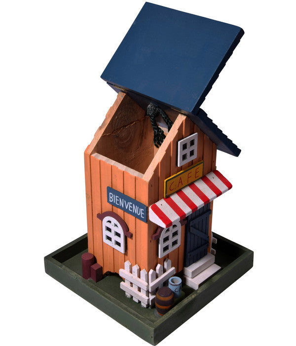  Dobar® Wildlife Vogelhaus Café, Kiefer, Orange/blau, Ca. B18/H23/T18 Cm