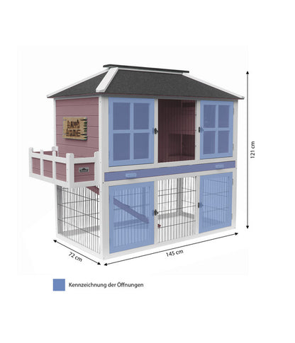  Dehner Nagerheim Happy Home Palazzo, Rotbraun, Ca. B145/H121/T72 Cm
