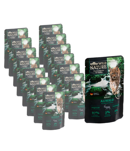  Dehner Wild Nature Nassfutter Für Katzen Auwald Adult, Hirsch & Truthahn, 16 X 85 G