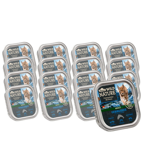  Dehner Wild Nature Nassfutter Für Katzen Gebirgssee Adult, Lachs & Forelle, 16 X 100 G