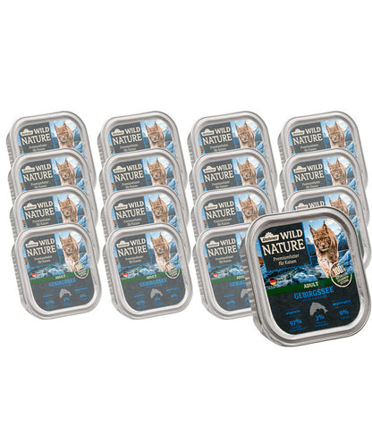  Dehner Wild Nature Nassfutter Für Katzen Gebirgssee Adult, Lachs & Forelle, 16 X 100 G