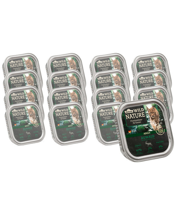  Dehner Wild Nature Nassfutter Für Katzen Auwald Adult, Hirsch & Truthahn, 16 X 100 G