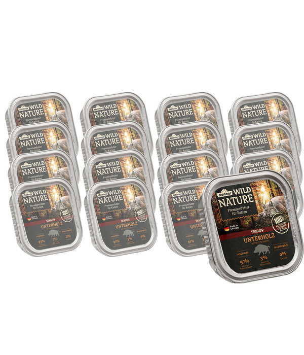  Dehner Wild Nature Nassfutter Für Katzen Unterholz Senior, Wildschwein, 16 X 100 G