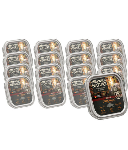  Dehner Wild Nature Nassfutter Für Katzen Unterholz Senior, Wildschwein, 16 X 100 G