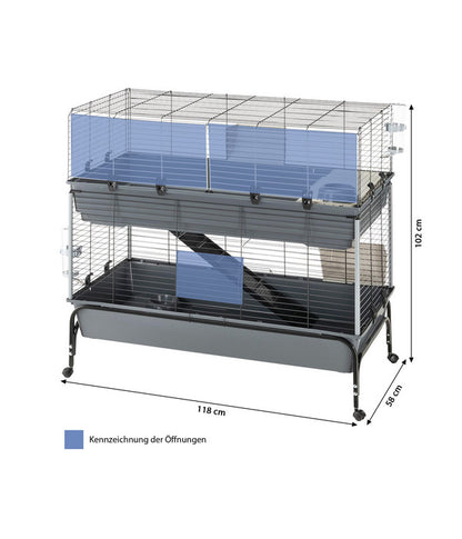  Ferplast Nagerheim Rabbit 120 Double, Grau, Ca. B118/H117/T58 Cm