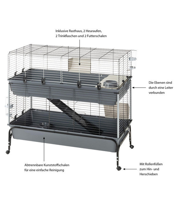  Ferplast Nagerheim Rabbit 120 Double, Grau, Ca. B118/H117/T58 Cm