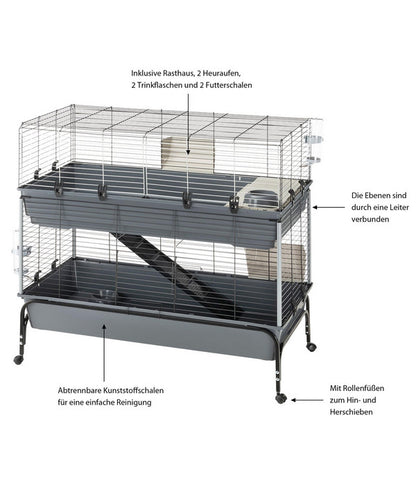  Ferplast Nagerheim Rabbit 120 Double, Grau, Ca. B118/H117/T58 Cm