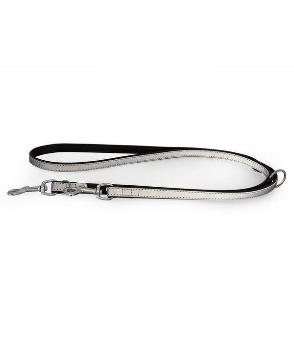  Das Lederband Führleine Style Oslo Silber Reflektierend/Schwarz