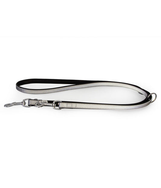  Das Lederband Führleine Style Oslo Silber Reflektierend/Schwarz